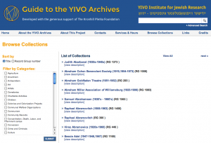 Online Guide to the YIVO Archives - Browse Collections